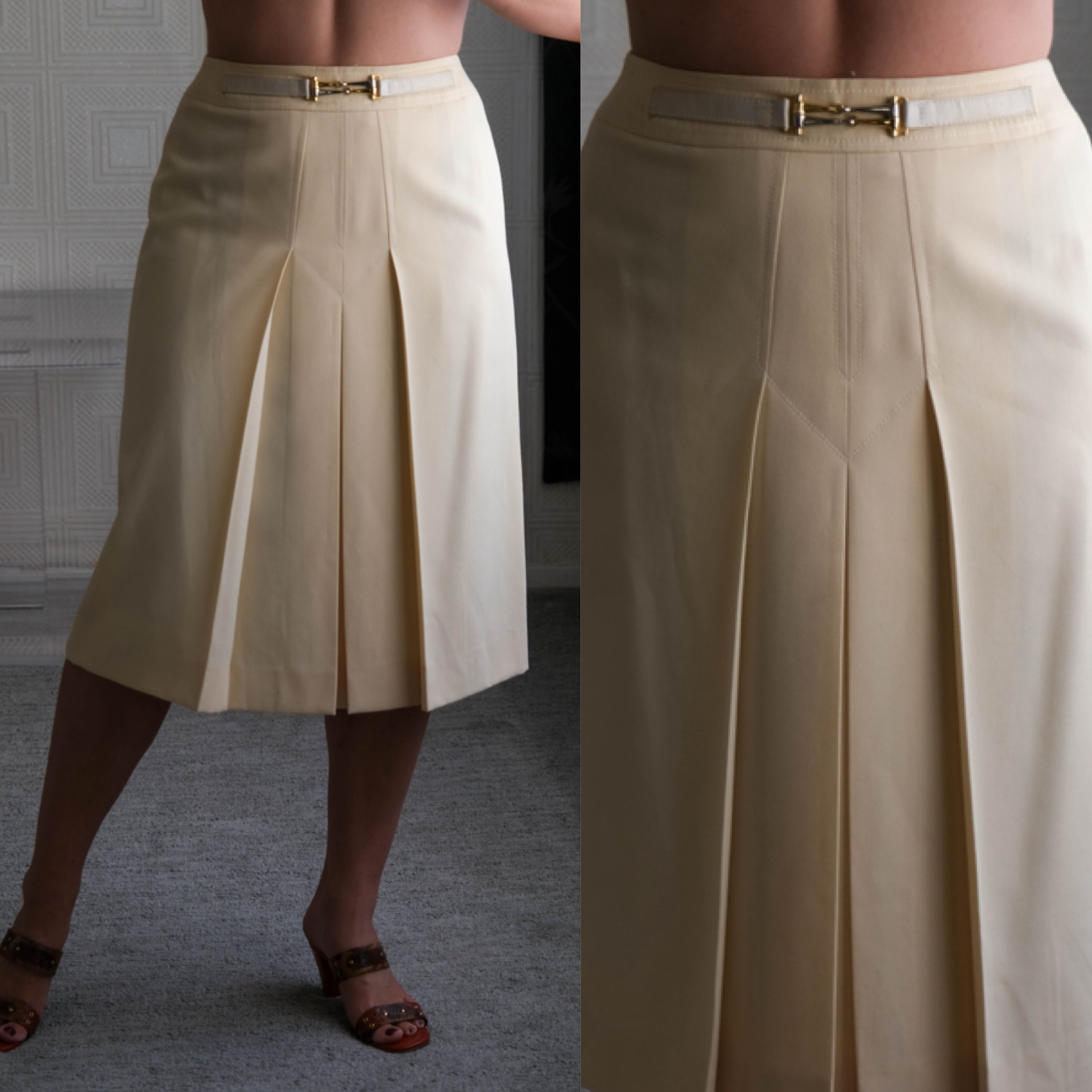 スカート SAINT LAURENT Woman Skirt Beige 811119 Y75YK 2520 Saint Laurent Women's Beige Skirts | ShopStyle