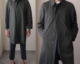 Vintage 60s LONDON FOG Deep Army Green Mac Rain Jacket | Made in USA | Size 40 | Cotton/Poly Water Resistant | 1960s Designer Mod Mens Coat