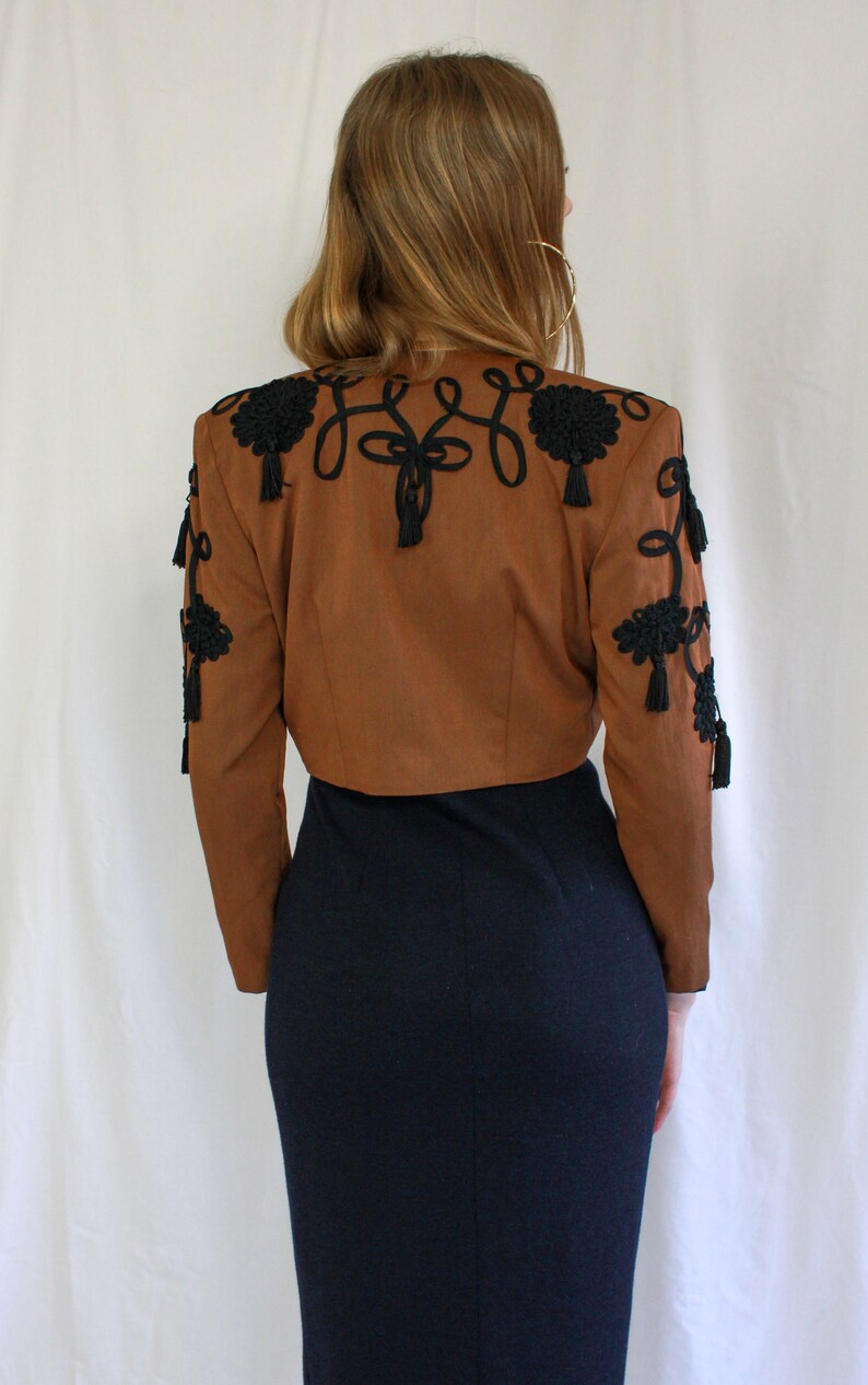 Made in the USA crop top 80s Tasseled and Cropped Bolero Blazer designer blazer tasseled