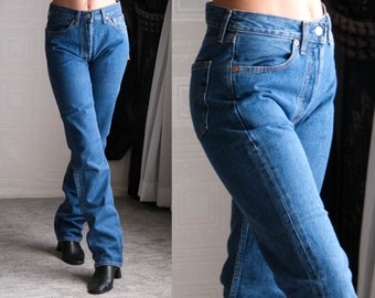 Vintage 90s LEVIS Medium Blue Wash 501 High Waisted Jeans Unworn New w/ Tags | Size 28x34 | DEADSTOCK | 1990s Levis Unisex Denim