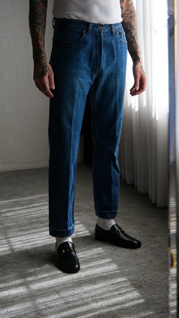 Vintage 80s LEVIS 501 Medium Wash Distressed Button Fly Jeans 