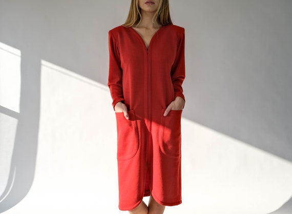 Vintage 80s Yves Saint Laurent Rive Gauche Red Broad