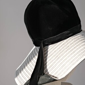 Vintage 60s Mr. Felix Chapeaux Leather & Velvet Tall and Floppy Hat Made in France 1960s Designer Wide Brim Hat image 2