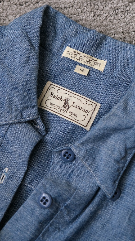 Vintage 80s Ralph Lauren Western Wear Chambray Bi… - image 10