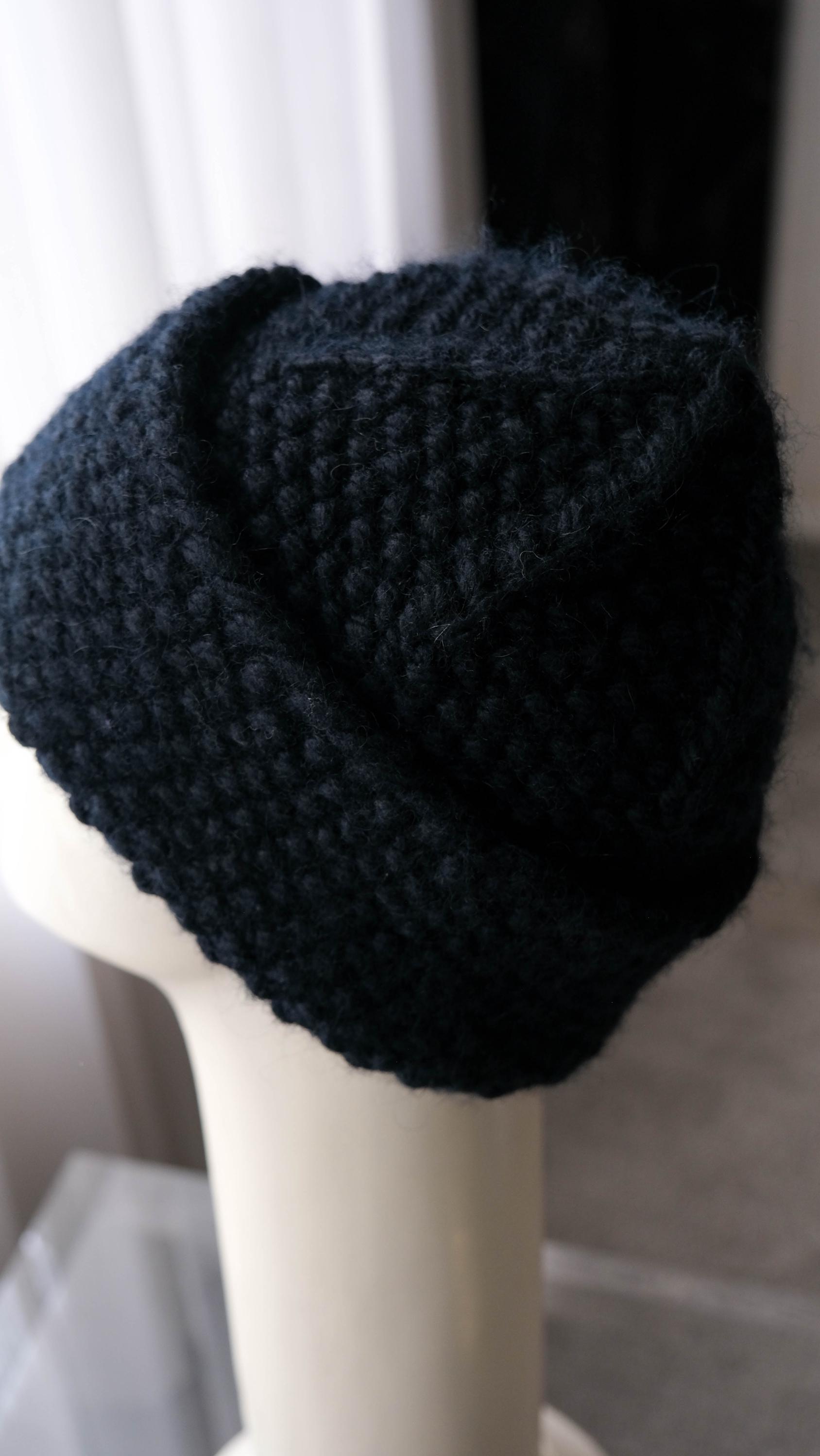 Patricia Underwood corded knit hat Vintage 90s PATRICIA UNDERWOOD Too Black Chunky Knit Wool  main image 3