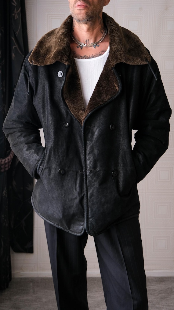 Vintage 90s CHARLES KLEIN Reversible Black Suede & Dark Brown Faux