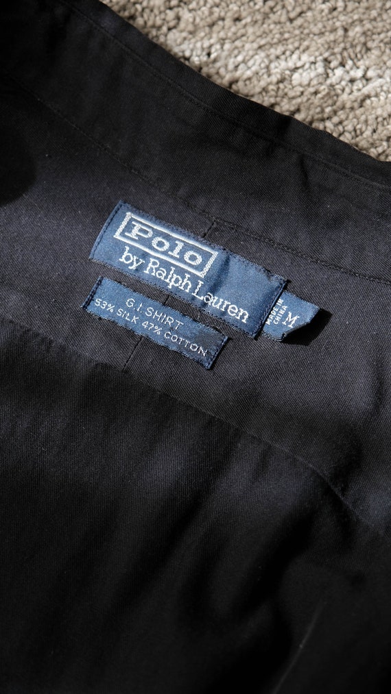 Vintage 90s POLO Ralph Lauren Black GI Shirt Silk Blend