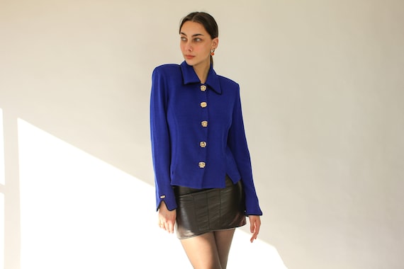 Vintage 90s Y2K St. John Collection Lapis Blue Cr… - image 2