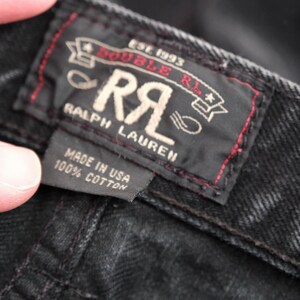 Ralph Lauren RRL Selvedge Black Vintage Wash Japanese Denim Slim Fit Jeans Made in USA 34x34 1990s Y2K RRL Designer Redline Denim image 6