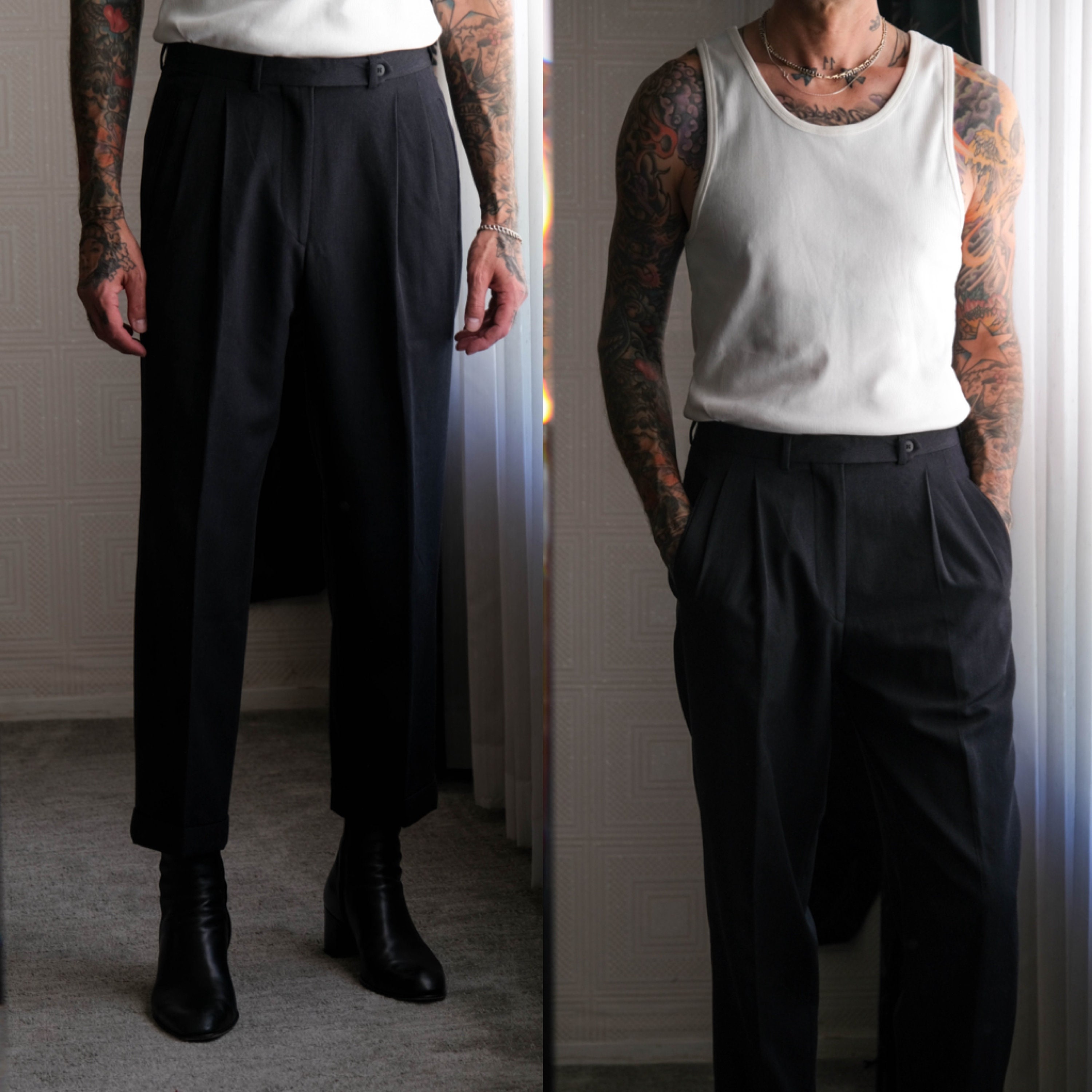 Vintage 90s GIORGIO ARMANI A Milano Borgonuovo 21 Charcoal Gabardine Pleated Cuffed Slacks Made in Italy 1990s ARMANI Designer Pants - Etsy Vintage 90s GIORGIO ARMANI A Milano Borgonuovo 21 Charcoal Gabardine Pleated Cuffed Slacks Made in Italy 1990s ARMANI Designer Pants - Etsy