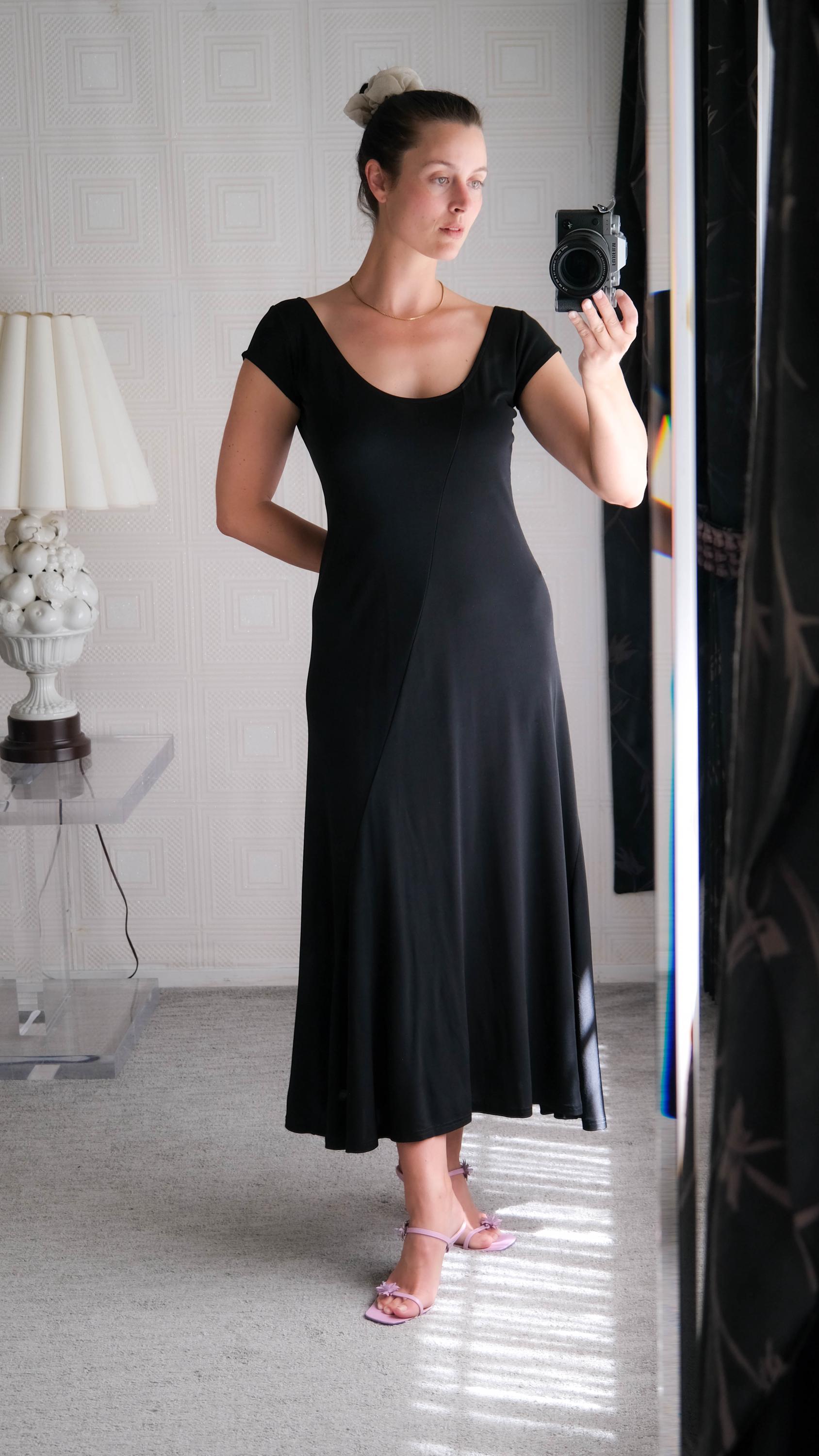 ◆43 美品 レア 90s DKNY ドレープ ノースリーブ カットソー 黒 Vintage 90s DONNA KARAN Black Label Intimates Rayon Crepe Cap