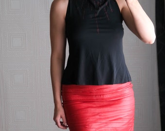 Vintage PLEIN SUD Black Mock Twist Neck Open Back Stretch