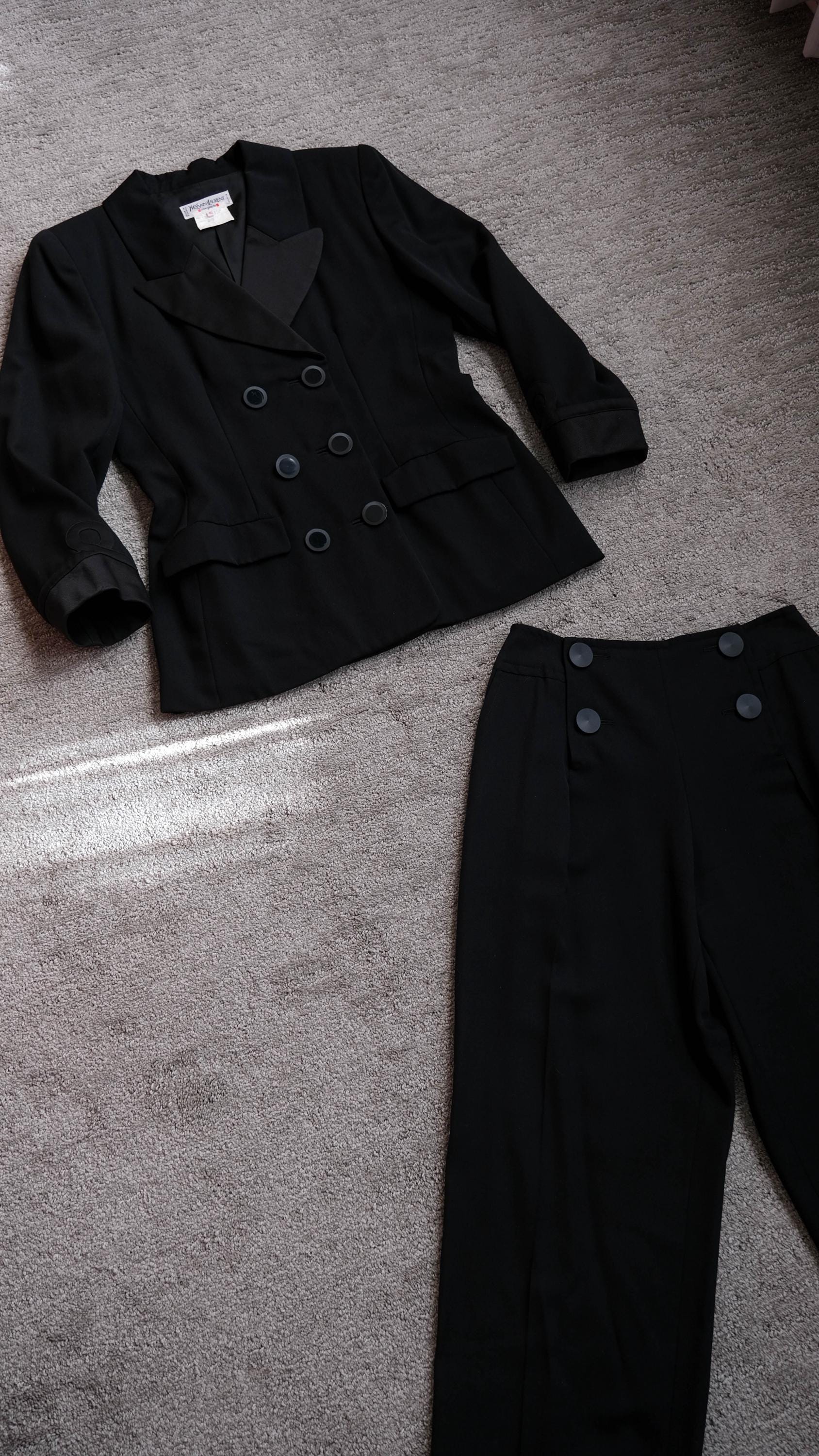 Vintage 90s Yves Saint Laurent Rive Gauche Black Tuxedo Blazer