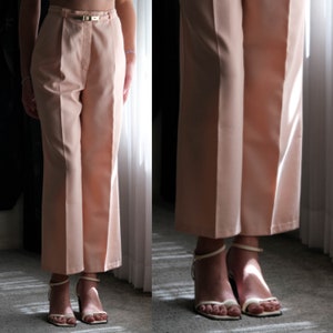 Vintage 70s Levis Juniors High Waisted Pastel Salmon Pink Trousers | Made in the USA | Hippie, Bohemian | 1970s Levis Boho Wide Pants