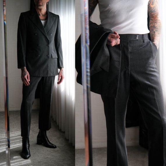 Vintage 60s PIERRE CARDIN Black & White Pinhead Check Double
