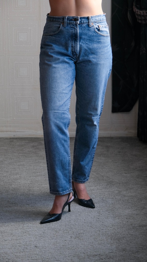 80s levi's 550 W34 L30 USA製　513 美品 Vintage 80s LEVIS 550 Whiskered Medium Wash Denim Zip Fly Relaxed