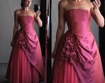 strapless open back dress Vintage 90s Jessica McClintock Gunne Sax Pink Party Dress Gown NWT S –  Bombshell Bettys Vintage main image 1