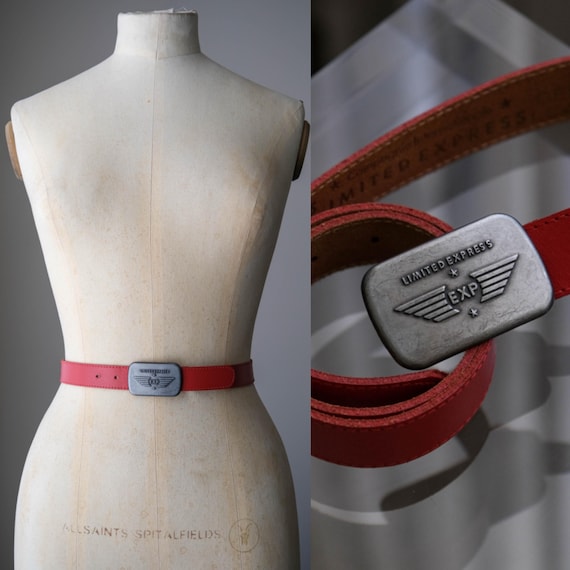 Vintage 90s Limited Express Campagnie Internationale Rouge Leather Belt…