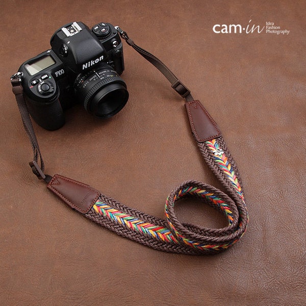 Twist Braid SLR Camera straps8618, Denim leather camera straps Canon/ Nikon /Sony camera straps