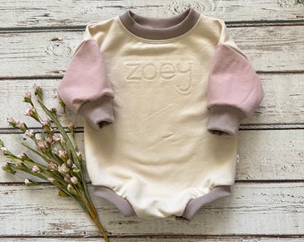 NEW! Personalized Romper/Creamy/Pale Pink/Grey/Infant Romper/Toddler Romper