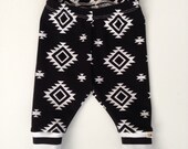 Baby/Toddler Knit Leggings-Black and White Tribal-Gender Neutral