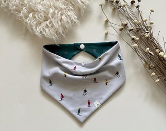 Dog Bandanas/Winter Collection 1/Downhill Skiers/Reversible/Snap Closure