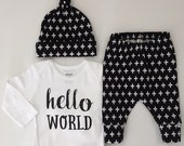 NEW! Black with White Plus/Newborn Outfit/Bring Home Outfit/Gender Neutral