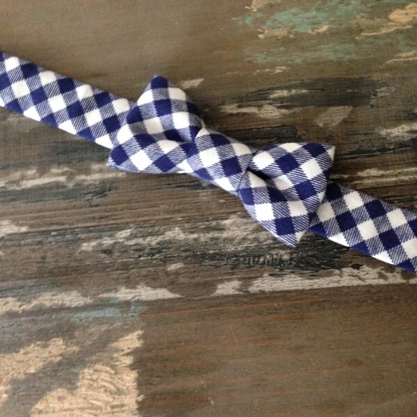 Baby Boy Bow Tie-Toddler Bow Tie-Navy Diagonal Gingham