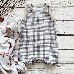 NEW! “Grey Grid”/Desert/ Romper