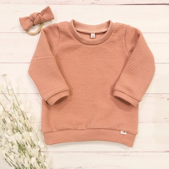 New!! Waffle Knit Sweater/Roseclay/ORGANIC/Gender Neutral/Sweatshirt STYLE Shirt/Infant Size/Toddler Size/Shirt Only