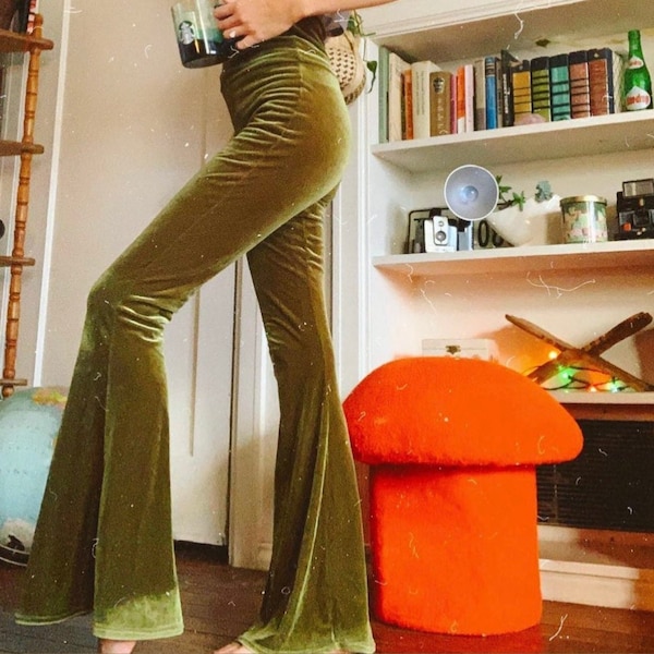 Solid Velvet Bells, Bell Bottoms, Flares, Stretchy Pants, Hippie, Boho