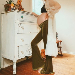 Velvet Bell Bottoms,Festival Clothing, Velvet Flares, Hippie, Boho, Olive, Avocado, Green