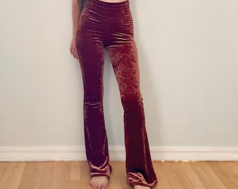 Pantalones de campana de terciopelo aplastado, pantalones de yoga de cintura alta, leggings con pliegues