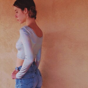 Long Sleeve Holographic Crop