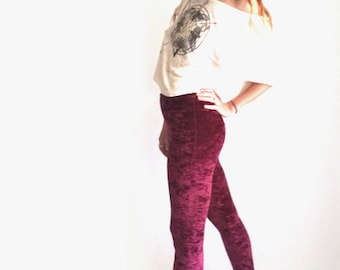 Crushed Velvet Leggings, High Waist