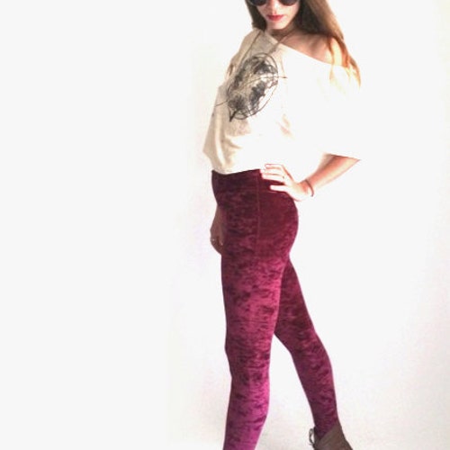 Crushed Velvet Leggings High Waist | Etsy