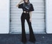 Lace Up Velvet Bell Bottoms High Waisted Tie Front Black Velvet Goth Festival High Rise Grommet Corset Leggings Flare Pants Velvet Flares 