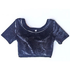 Crushed Velvet Short Sleeve Crop