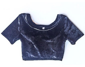 Crushed Velvet Short Sleeve Crop