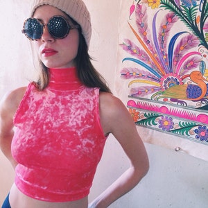 Sleeveless Turtle Neck Crushed Velvet