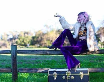 Solid Velvet Bells, High Waisted, Festival clothing, Flares, Bell Bottoms, Boho, Hippie, Retro