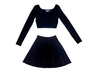 Two Piece Set Long Sleeve Velvet Dress Matching Set Twin | Etsy