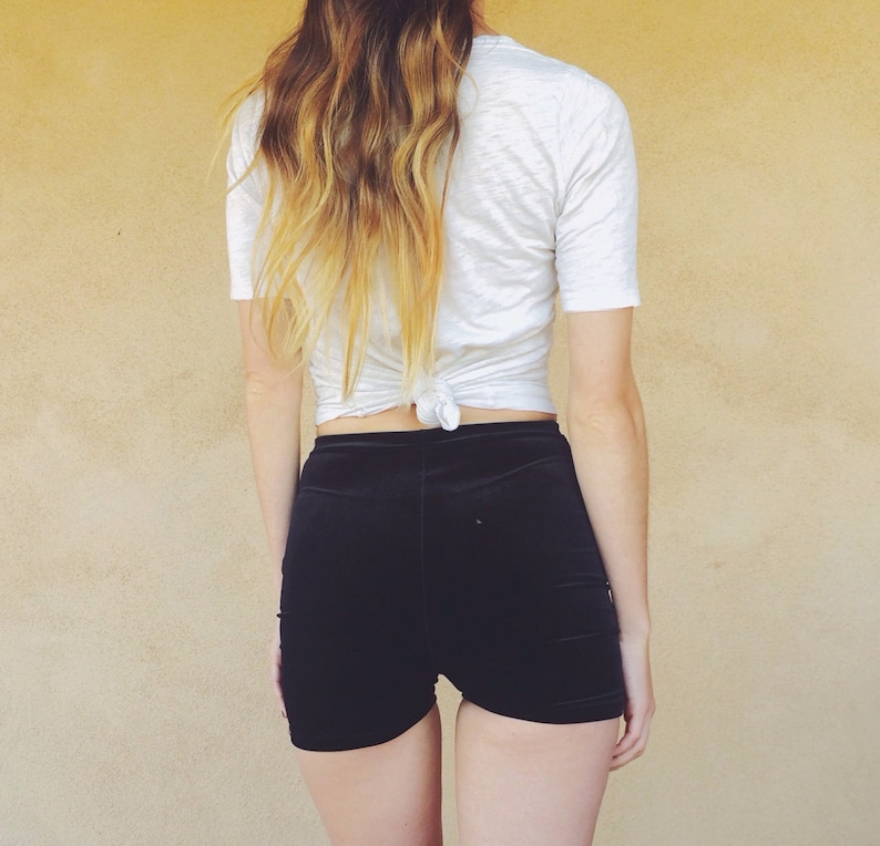 Solid Velvet Lace Up Shorts image 3