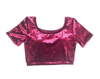 Crushed Velvet Short Sleeve Crop