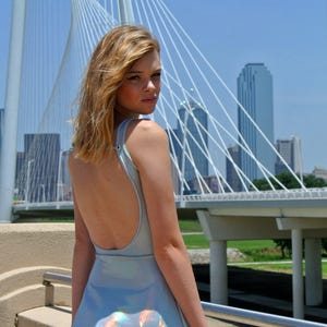 Holographic Dress with Open Back, Festival Clothing, Backless Dress, Metallic, Festival Outfits