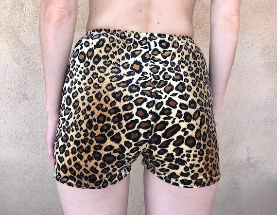 High Waisted Leopard Print Velvet Lace Up, Shorts, Boho, Stretch