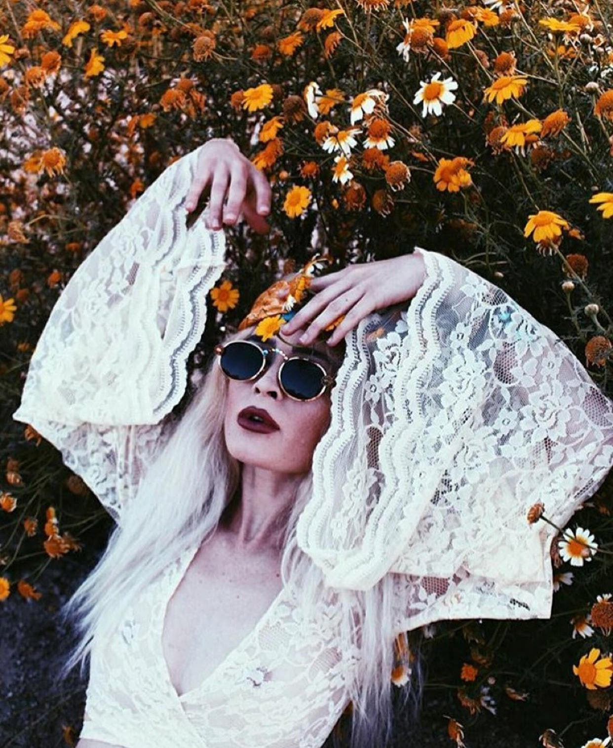 Lace Bell Sleeve Crop Top Tie Front White Lace Festival Clothing