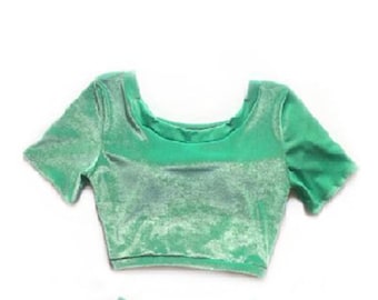 Short Sleeve Velvet Crop