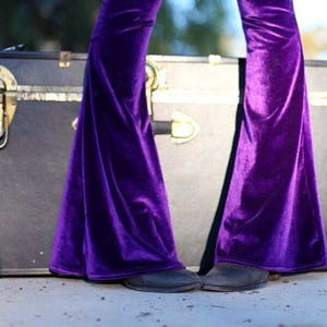 Solid Velvet Bells, High Waisted, Festival clothing, Flares, Bell Bottoms, Boho, Hippie, Retro image 3