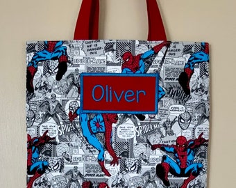 Personalised Library Bag/Spiderman, super hero